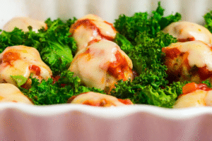 Meatball Parm & Kale Casserole